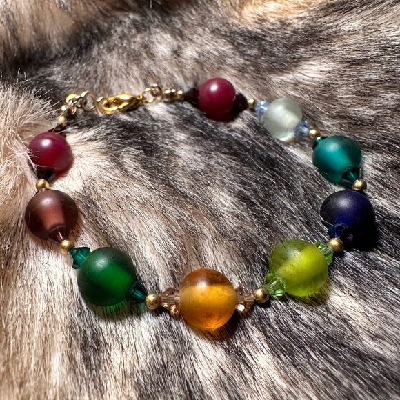 Multi-Color Glass Bead & Rhinestone Bracelet/LGBTQ+ - Picture 3 of 6